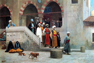 ジャン・レオン・ジェローム Painting - モスクを出る ギリシャ・アラビア・オリエンタリズム ジャン・レオン・ジェローム